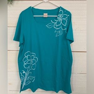Square neck Short sleeve top by Blair. *NEW* Size Large. Color Teal/green.